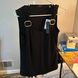 Black no sleeve medium polyester dressy tahari shirt